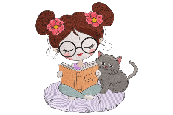 Book Girl with Cat: A Charming Embroidery Review